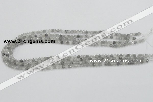 CCQ57 15.5 inches 4mm faceted round cloudy quartz beads wholesale