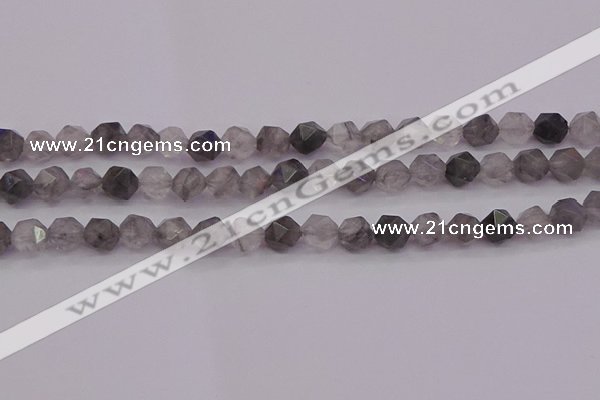 CCQ572 15.5 inches 8mm faceted nuggets cloudy quartz beads