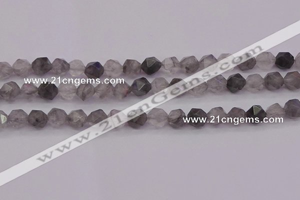 CCQ573 15.5 inches 10mm faceted nuggets cloudy quartz beads