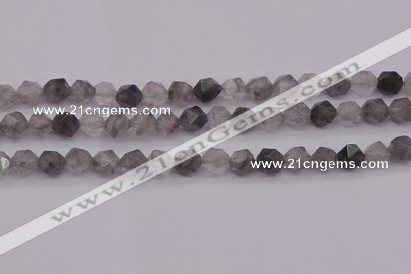 CCQ573 15.5 inches 10mm faceted nuggets cloudy quartz beads
