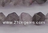 CCQ574 15.5 inches 12mm faceted nuggets cloudy quartz beads