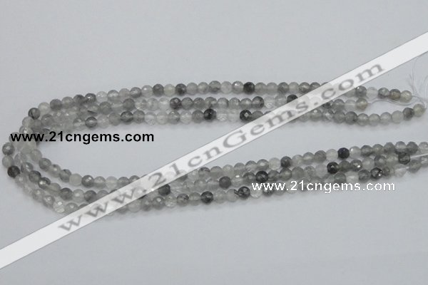 CCQ58 15.5 inches 6mm faceted round cloudy quartz beads wholesale