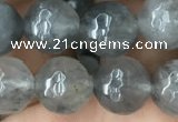 CCQ583 15.5 inches 10mm faceted round cloudy quartz beads wholesale