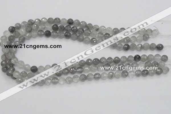 CCQ59 15.5 inches 8mm faceted round cloudy quartz beads wholesale