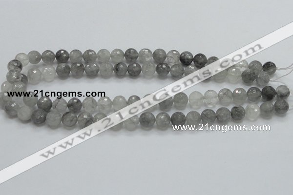 CCQ60 15.5 inches 10mm faceted round cloudy quartz beads wholesale