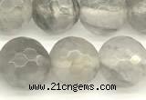 CCQ602 15 inches 10mm faceted round cloudy quartz beads