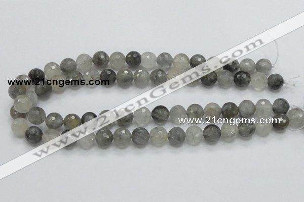 CCQ61 15.5 inches 12mm faceted round cloudy quartz beads wholesale