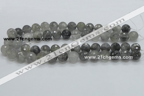 CCQ62 15.5 inches 14mm faceted round cloudy quartz beads wholesale