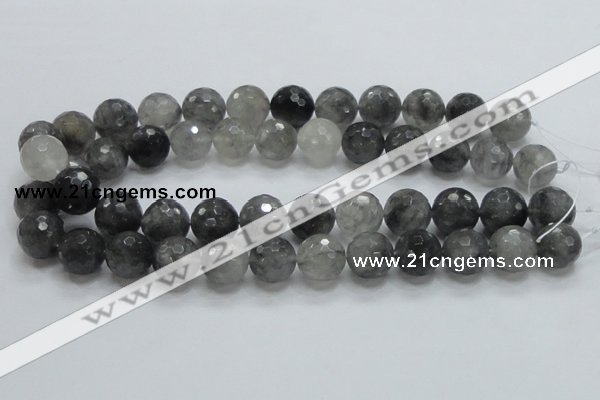 CCQ63 15.5 inches 16mm faceted round cloudy quartz beads wholesale