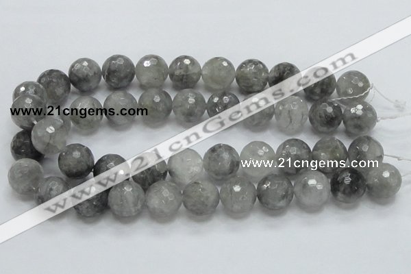 CCQ64 15.5 inches 18mm faceted round cloudy quartz beads wholesale