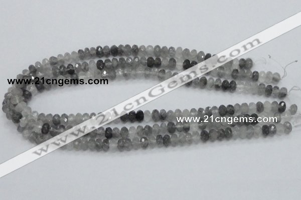 CCQ73 15.5 inches 6*8mm faceted rondelle cloudy quartz beads wholesale