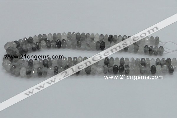 CCQ74 15.5 inches 7*10mm faceted rondelle cloudy quartz beads wholesale