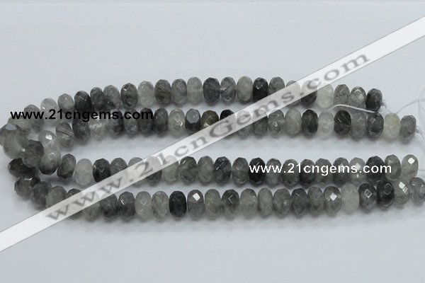 CCQ76 15.5 inches 8*14mm faceted rondelle cloudy quartz beads wholesale