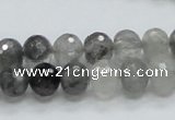 CCQ77 15.5 inches 8*10mm faceted rondelle cloudy quartz beads wholesale