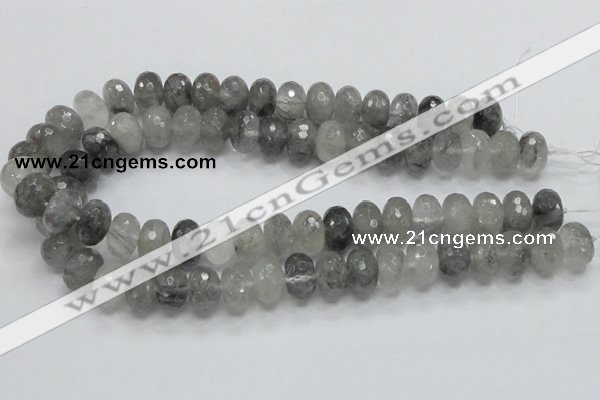 CCQ78 15.5 inches 10*16mm faceted rondelle cloudy quartz beads wholesale