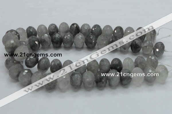 CCQ79 15.5 inches 15*20mm faceted rondelle cloudy quartz beads wholesale