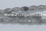 CCQ90 15.5 inches 6*10mm faceted rice cloudy quartz beads wholesale