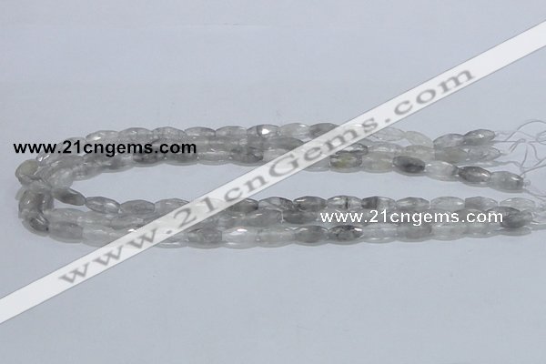 CCQ91 15.5 inches 6*12mm faceted rice cloudy quartz beads wholesale