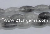 CCQ92 15.5 inches 8*16mm faceted rice cloudy quartz beads wholesale