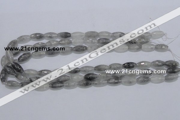 CCQ92 15.5 inches 8*16mm faceted rice cloudy quartz beads wholesale