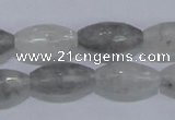 CCQ93 15.5 inches 10*20mm faceted rice cloudy quartz beads wholesale