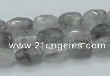 CCQ97 15.5 inches 8*12mm faceted egg-shaped cloudy quartz beads