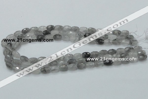 CCQ97 15.5 inches 8*12mm faceted egg-shaped cloudy quartz beads