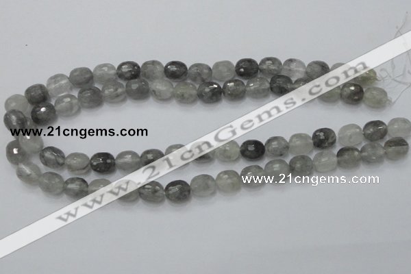 CCQ98 15.5 inches 10*12mm faceted egg-shaped cloudy quartz beads