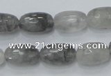 CCQ99 15.5 inches 10*16mm faceted egg-shaped cloudy quartz beads