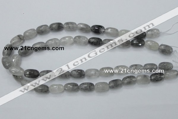 CCQ99 15.5 inches 10*16mm faceted egg-shaped cloudy quartz beads