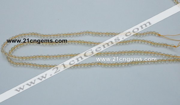 CCR01 15.5 inches 4mm round natural citrine gemstone beads wholesale