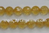 CCR05 15.5 inches 10mm faceted round natural citrine gemstone beads