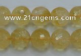 CCR06 15.5 inches 14mm faceted round natural citrine gemstone beads