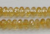 CCR09 15.5 inches 6*10mm faceted rondelle natural citrine gemstone beads