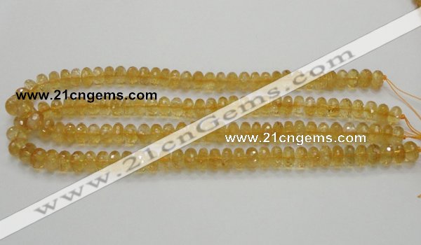 CCR09 15.5 inches 6*10mm faceted rondelle natural citrine gemstone beads