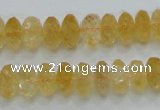 CCR10 15.5 inches 6*12mm faceted rondelle natural citrine gemstone beads