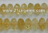 CCR11 15.5 inches 8*14mm faceted rondelle natural citrine gemstone beads