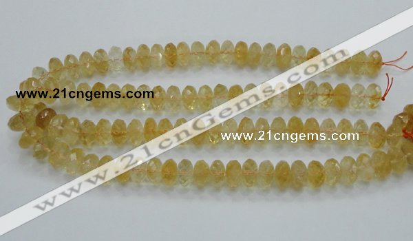 CCR11 15.5 inches 8*14mm faceted rondelle natural citrine gemstone beads