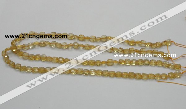 CCR12 15.5 inches 7*7mm faceted square natural citrine gemstone beads