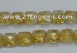 CCR15 15.5 inches 10*10mm faceted square natural citrine gemstone beads