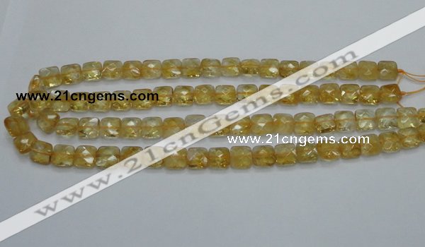CCR15 15.5 inches 10*10mm faceted square natural citrine gemstone beads