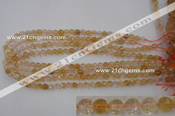 CCR152 15.5 inches 7mm faceted round natural citrine gemstone beads