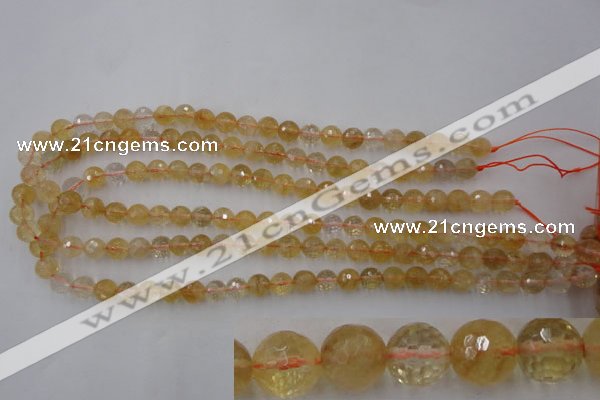 CCR153 15.5 inches 8mm faceted round natural citrine gemstone beads