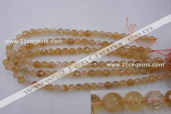 CCR154 15.5 inches 9mm faceted round natural citrine gemstone beads