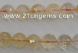 CCR155 15.5 inches 10mm faceted round natural citrine beads