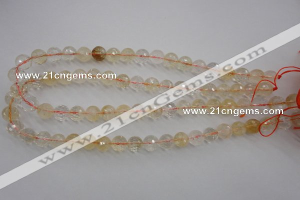 CCR155 15.5 inches 10mm faceted round natural citrine beads