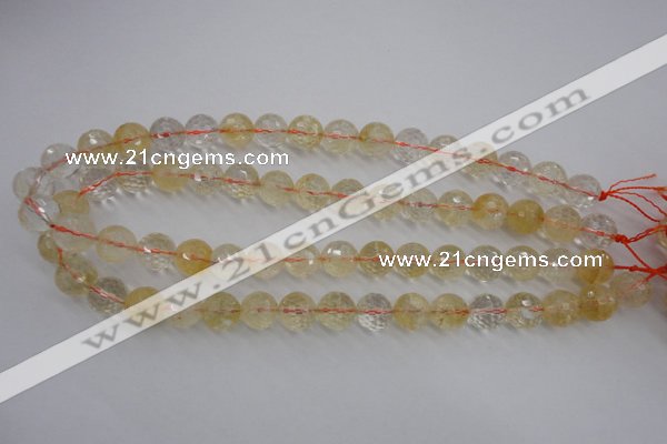 CCR157 15.5 inches 12mm faceted round natural citrine beads