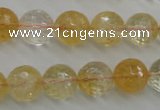 CCR158 15.5 inches 13mm faceted round natural citrine beads