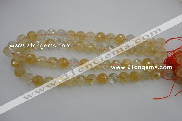 CCR158 15.5 inches 13mm faceted round natural citrine beads