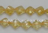 CCR16 15.5 inches 10*10mm faceted diamond natural citrine gemstone beads